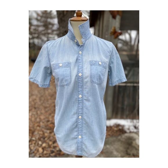 Gap Kids Chambray Button Down Shirt Short Sleeve - Picture 4 of 12
